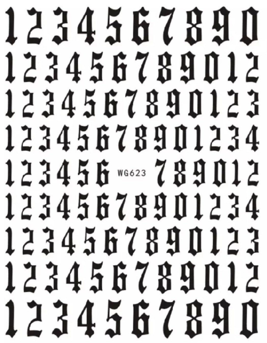 Black Old English Numbers – Trendy Talons