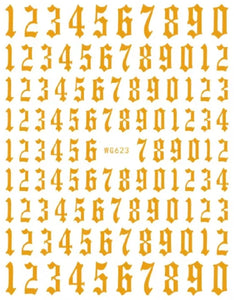 Gold Holo Old English Numbers